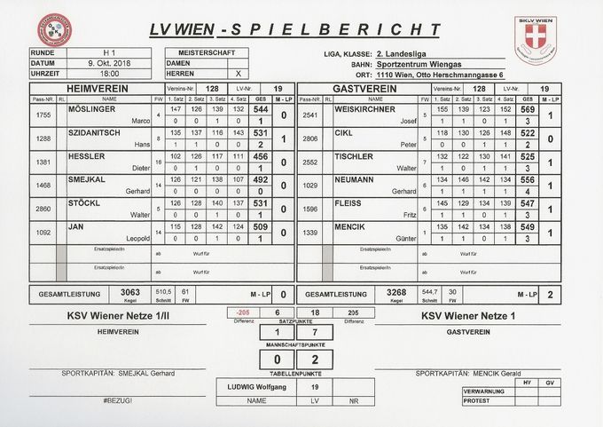 Bestleistung: MÖSLINGER Marco: 544 Kegel