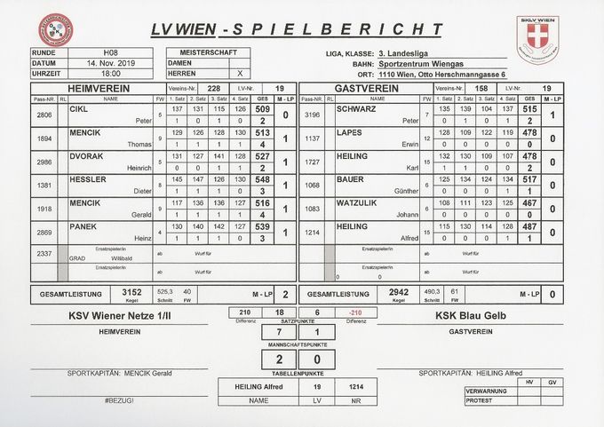 Bestleistung: HESSLER Dieter 548 Kegel