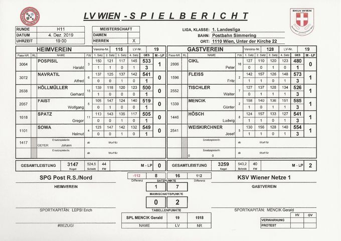 Bestleistung: MENCIK Günter 585 Kegel