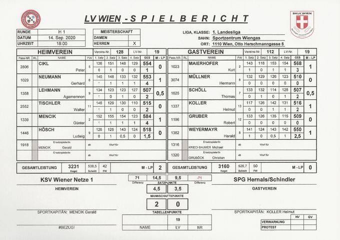 Bestleistung: MENCIK Günter 584 Kegel